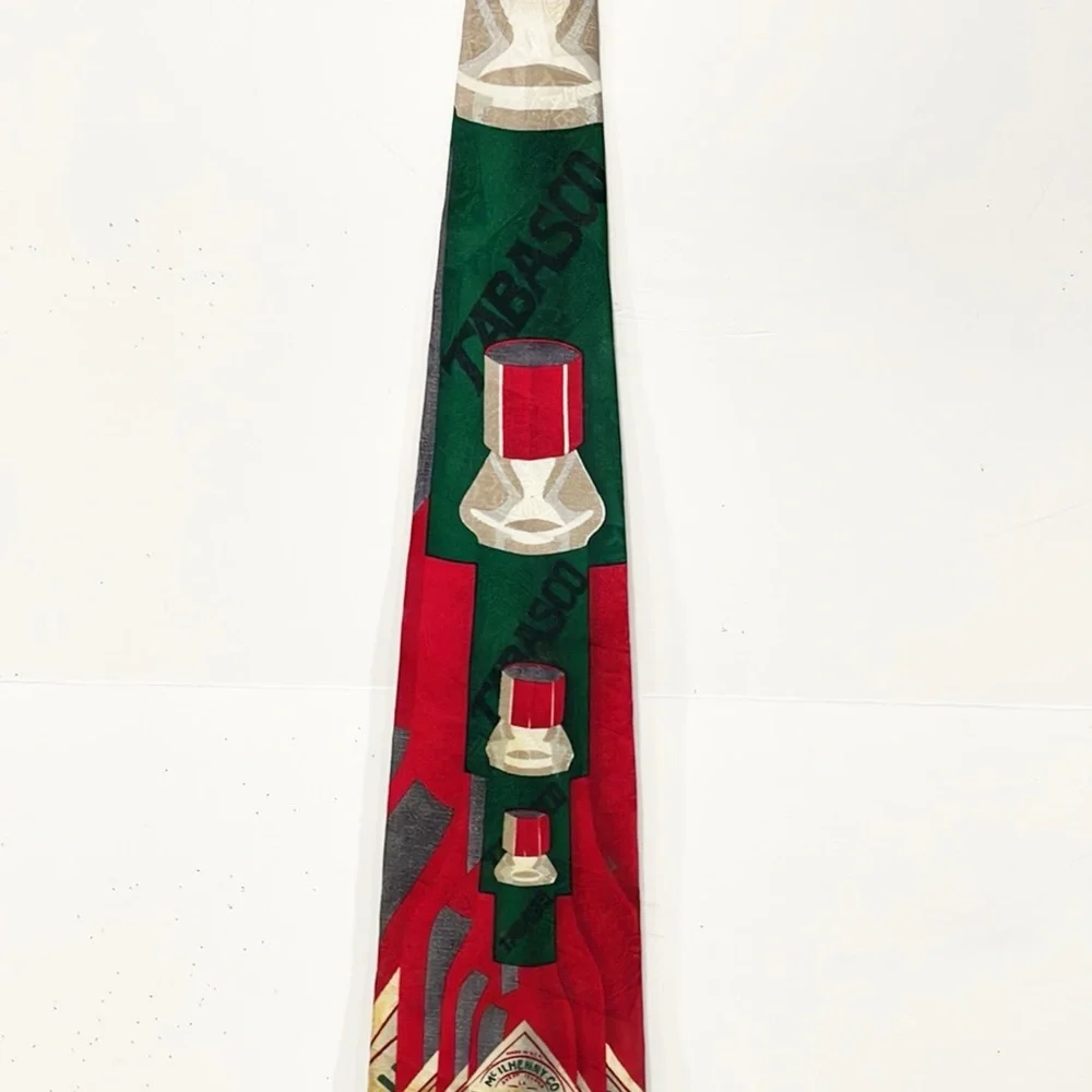 Tabasco Men Tie Colorful Golf Tabasco Sauce 100% Silk USA Vintage Collectible‎
